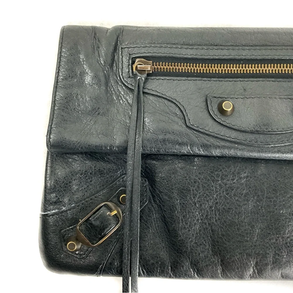 Balenciaga Black Classic Envelope Leather Clutch Bag - Picture 7 of 12